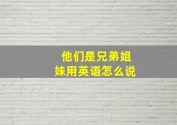 他们是兄弟姐妹用英语怎么说