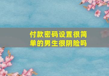 付款密码设置很简单的男生很阴险吗