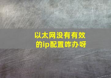 以太网没有有效的ip配置咋办呀