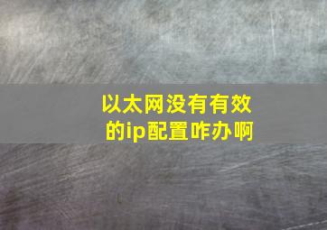 以太网没有有效的ip配置咋办啊