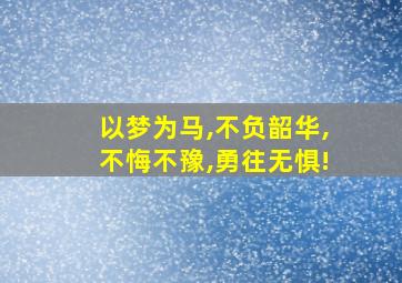 以梦为马,不负韶华,不悔不豫,勇往无惧!