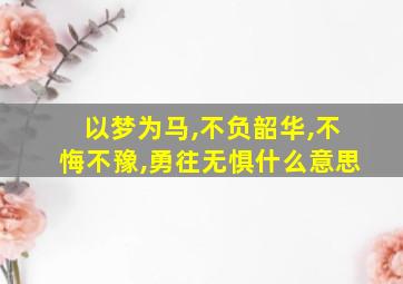 以梦为马,不负韶华,不悔不豫,勇往无惧什么意思