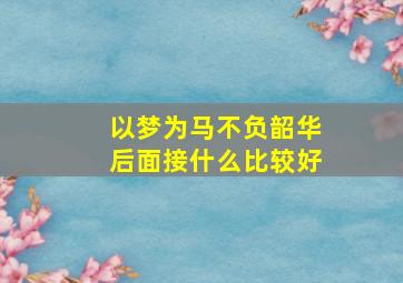 以梦为马不负韶华后面接什么比较好