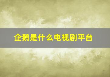 企鹅是什么电视剧平台