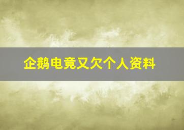 企鹅电竞又欠个人资料