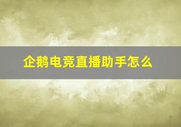 企鹅电竞直播助手怎么