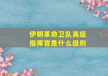 伊朗革命卫队高级指挥官是什么级别