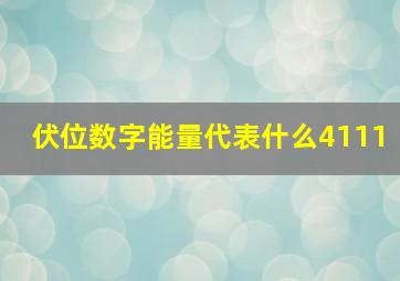 伏位数字能量代表什么4111