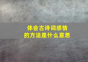 体会古诗词感情的方法是什么意思