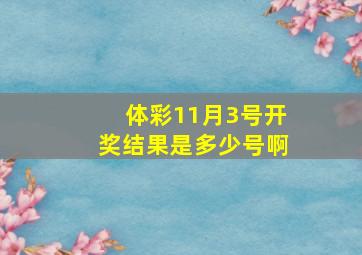 体彩11月3号开奖结果是多少号啊