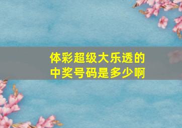 体彩超级大乐透的中奖号码是多少啊