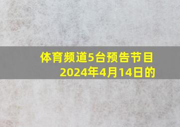 体育频道5台预告节目2024年4月14日的