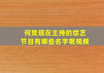 何炅现在主持的综艺节目有哪些名字呢视频