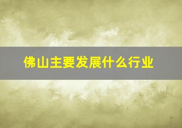 佛山主要发展什么行业