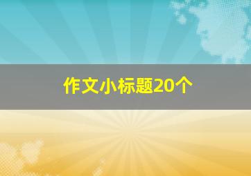 作文小标题20个