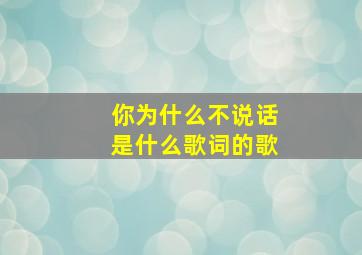 你为什么不说话是什么歌词的歌