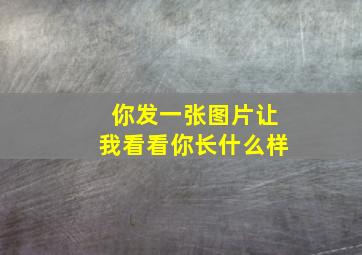 你发一张图片让我看看你长什么样