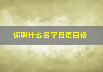 你叫什么名字日语白话