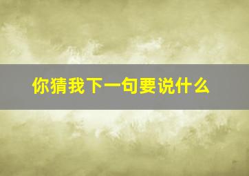 你猜我下一句要说什么