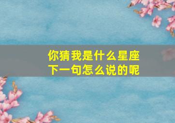 你猜我是什么星座下一句怎么说的呢