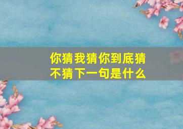 你猜我猜你到底猜不猜下一句是什么