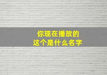 你现在播放的这个是什么名字