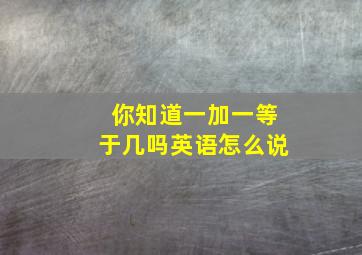 你知道一加一等于几吗英语怎么说