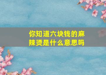 你知道六块钱的麻辣烫是什么意思吗