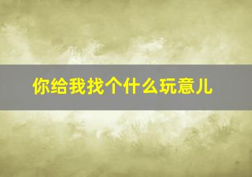 你给我找个什么玩意儿