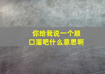 你给我说一个顺口溜吧什么意思啊