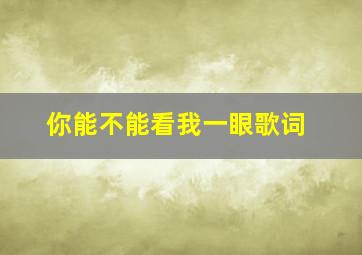 你能不能看我一眼歌词