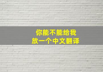 你能不能给我放一个中文翻译