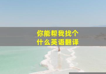 你能帮我找个什么英语翻译