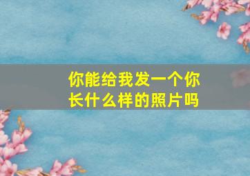 你能给我发一个你长什么样的照片吗