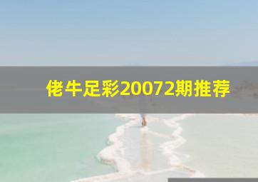 佬牛足彩20072期推荐