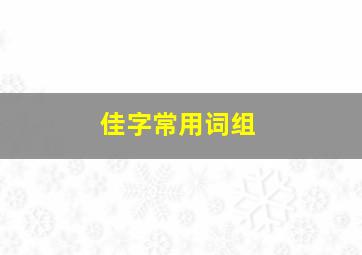 佳字常用词组