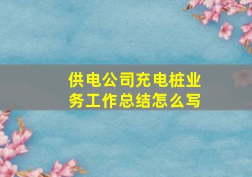 供电公司充电桩业务工作总结怎么写