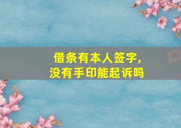 借条有本人签字,没有手印能起诉吗