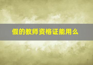 假的教师资格证能用么