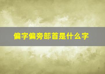 偏字偏旁部首是什么字