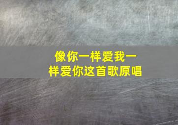 像你一样爱我一样爱你这首歌原唱