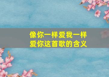 像你一样爱我一样爱你这首歌的含义