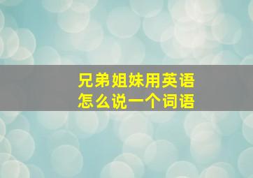 兄弟姐妹用英语怎么说一个词语