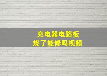 充电器电路板烧了能修吗视频