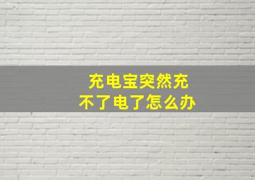 充电宝突然充不了电了怎么办