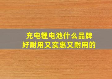 充电锂电池什么品牌好耐用又实惠又耐用的