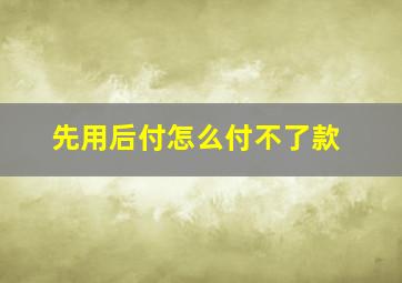 先用后付怎么付不了款