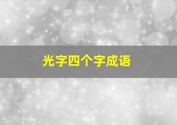 光字四个字成语