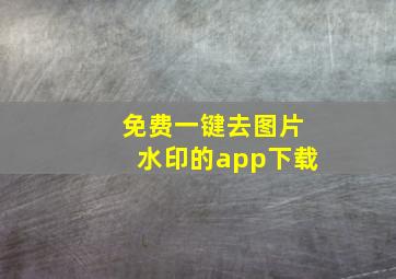 免费一键去图片水印的app下载