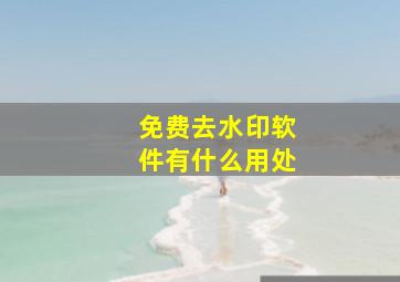 免费去水印软件有什么用处